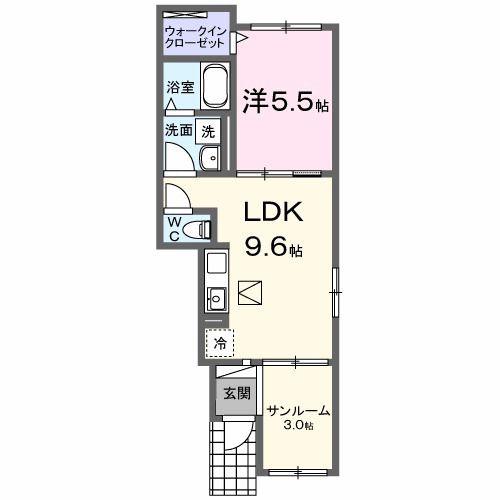 メゾン ド ローズ・ガーデン(1LDK/1階)の間取り写真