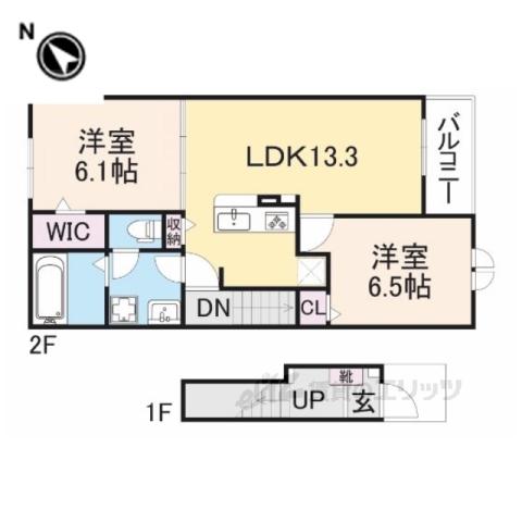 サニープレイス若宮Ⅰ番館(2LDK/2階)の間取り写真
