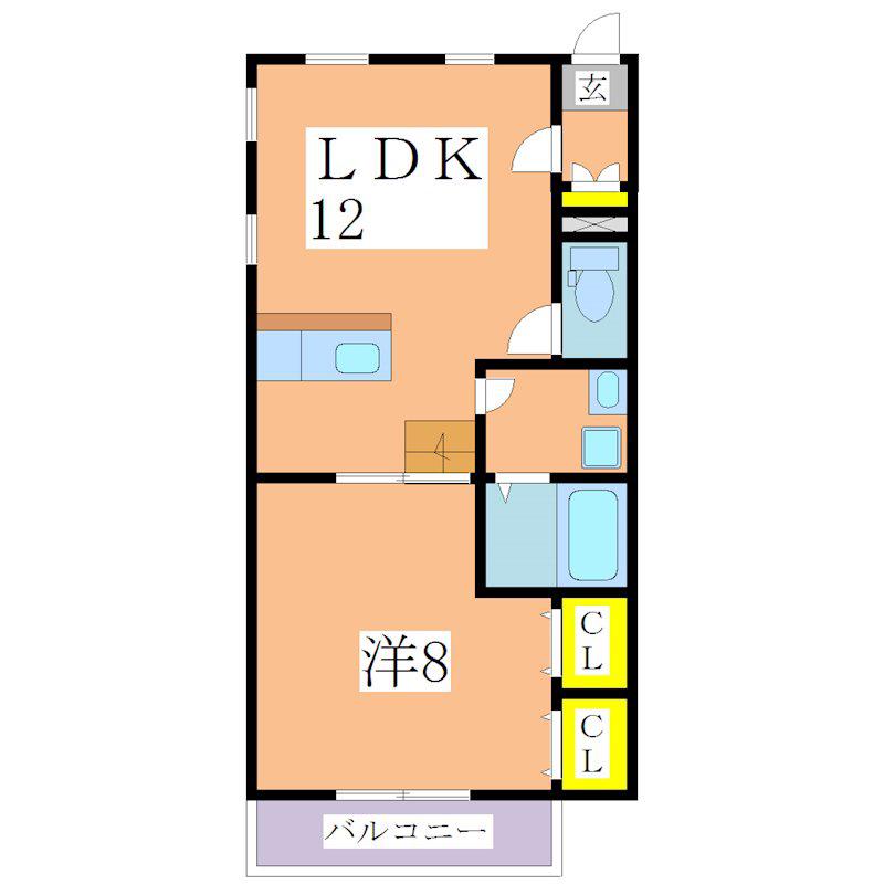フェリーチェI(1LDK/2階)の間取り写真