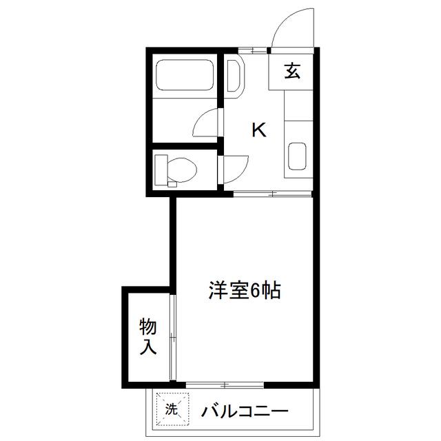 コーポ川角(1K/1階)の間取り写真