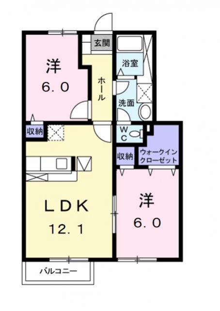 コーポラス高塚(2LDK/1階)の間取り写真
