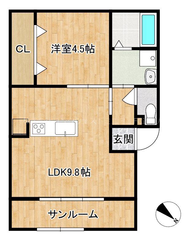 レーベンルーエ(1LDK/1階)の間取り写真