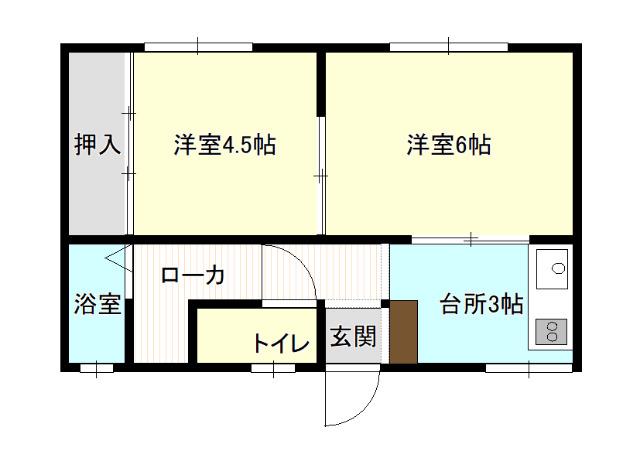 ベルエポック A棟(2K/2階)の間取り写真