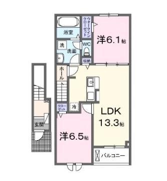 ボヌール.U(2LDK/2階)の間取り写真