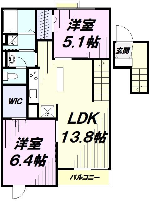 サンリット スクエア(2LDK/4階)の間取り写真