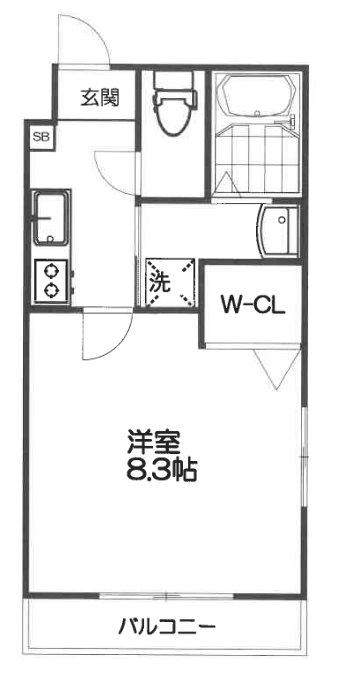 サクシード伏見京橋2ND(1K/2階)の間取り写真