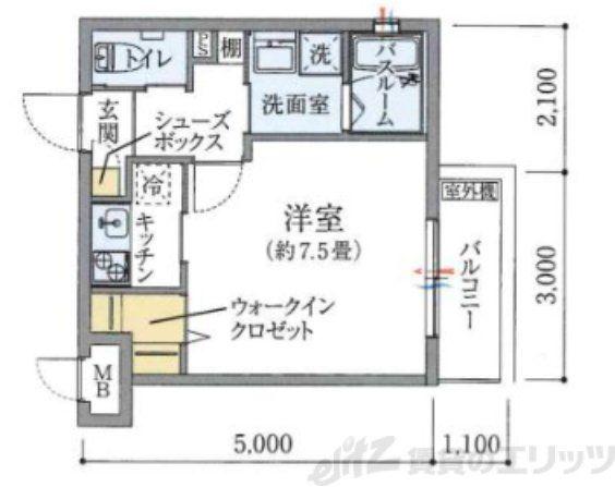 ワコーレヴィータ上新庄ウエスト(1K/2階)の間取り写真