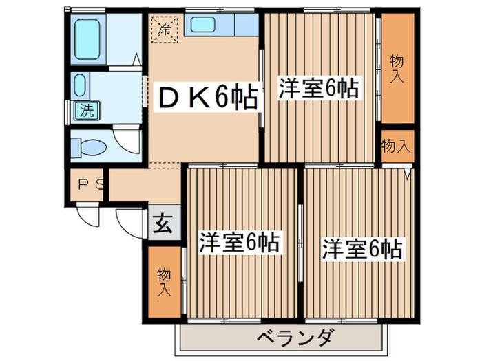 シャンポールM2(3DK/2階)の間取り写真