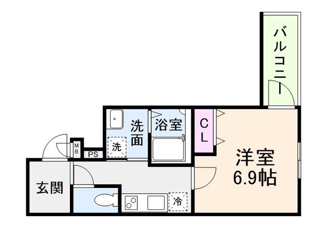 フジパレス喜連西ノース(1K/2階)の間取り写真