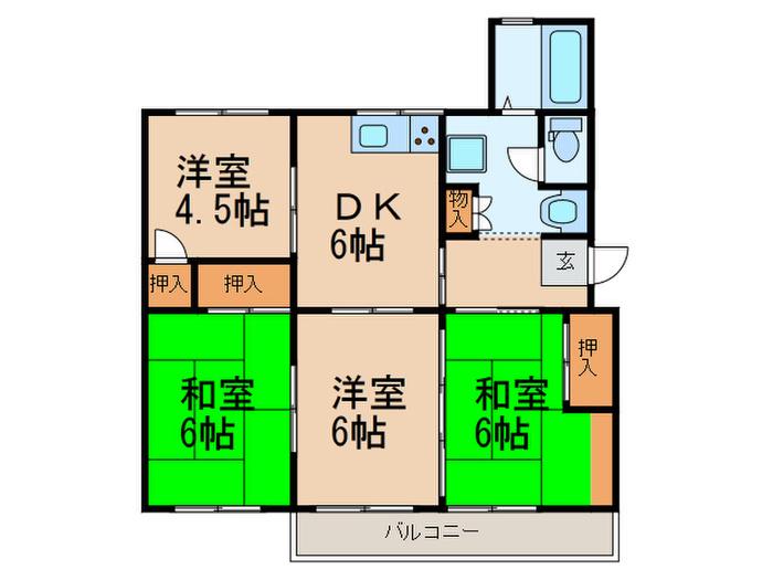 清和台公社11号棟(4DK/3階)の間取り写真