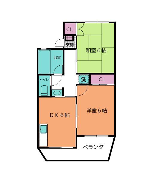 ヤハタハイツ(2DK/2階)の間取り写真