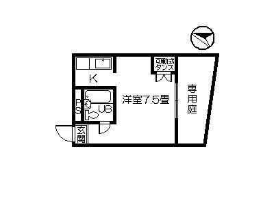 MURASAKIBARUMANSION(ワンルーム/1階)の間取り写真