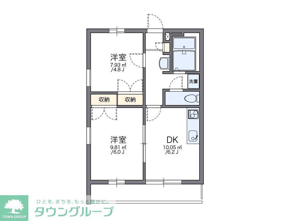 レオパレスメゾンパーク(2DK/2階)の間取り写真