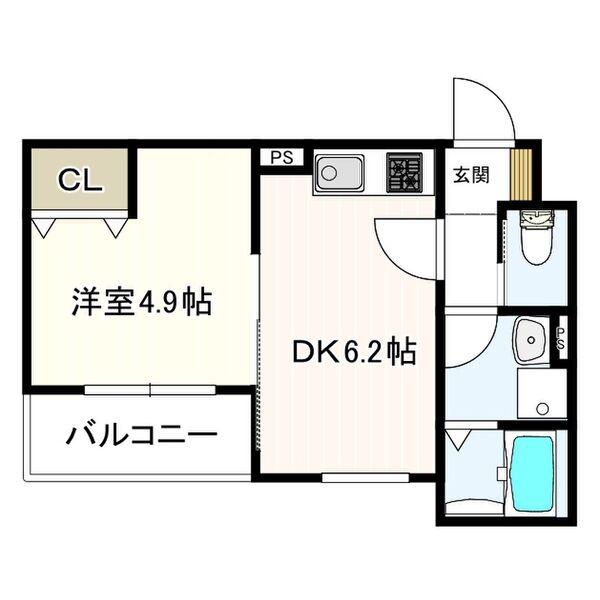 ヴェルメゾン松原東新町(1DK/1階)の間取り写真
