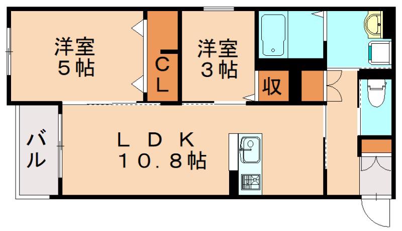 ROBOT HOME 箱崎宮前II(2LDK/1階)の間取り写真