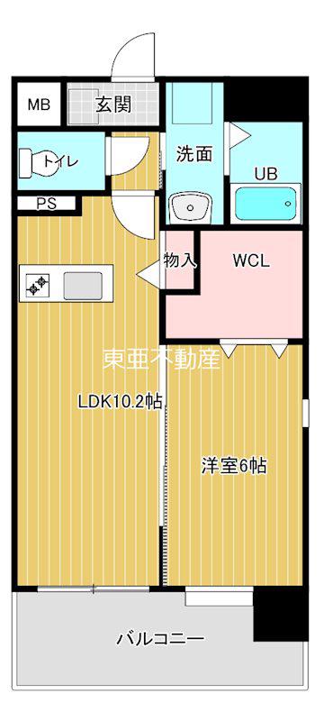 CORLUX新町(1LDK/2階)の間取り写真