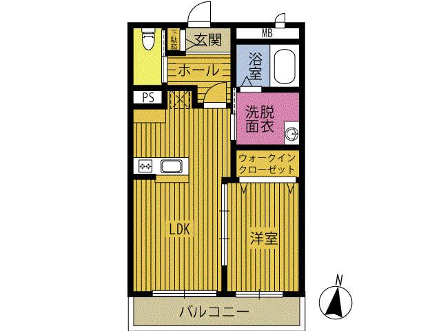 MARIA金池南(1LDK/2階)の間取り写真