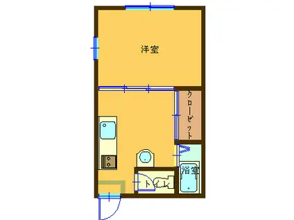 リバティ西条(1K/1階)の間取り写真