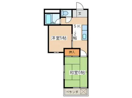 ホワイトハイツ本厚木M(2K/2階)の間取り写真