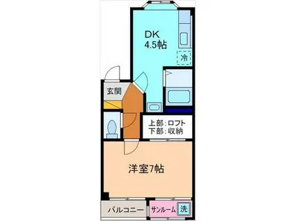 北陸鉄道石川線 野町駅 徒歩39分 3階建 築28年(1DK/3階)の間取り写真