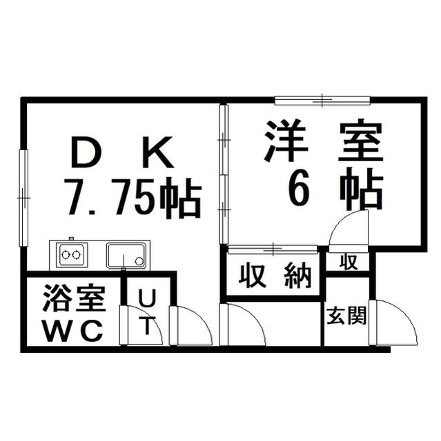 愛国たかとハイツ(1DK/2階)の間取り写真