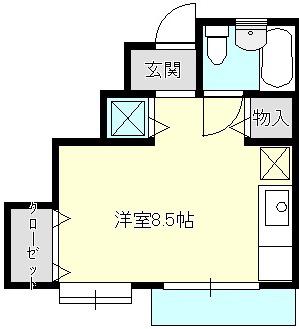 ハイツ大仏坂(ワンルーム/1階)の間取り写真