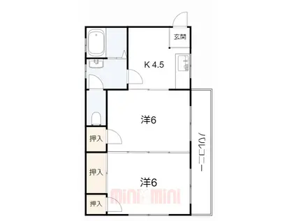 ハイツ朝(2DK/2階)の間取り写真