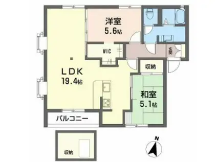 フラッツ安信(2LDK/2階)の間取り写真