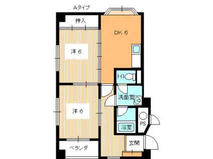 ニューエメラルドマンション(2DK/3階)の間取り写真