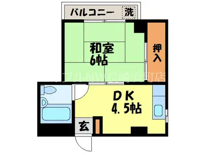 シティハイツ浦田(1DK/4階)の間取り写真