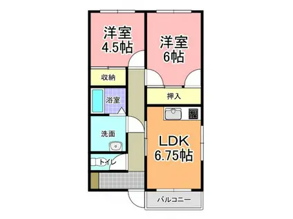 サンハイツ(2DK/1階)の間取り写真