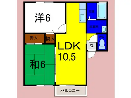 クリエイトコーポ(2LDK/2階)の間取り写真