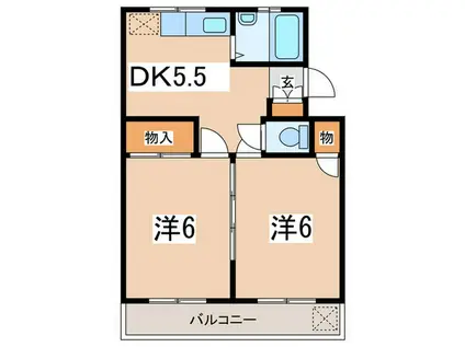 メゾン広田I(2DK/3階)の間取り写真