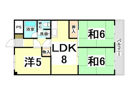 シャン堀之内(3LDK/2階)の間取り写真