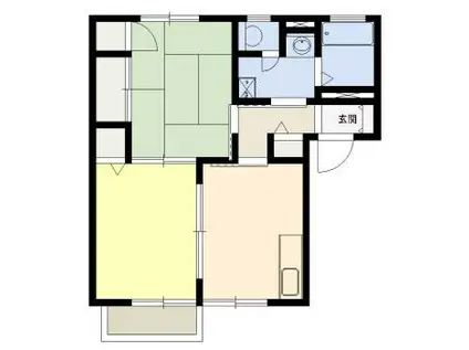 リバーサイドハイツA棟(2DK/1階)の間取り写真