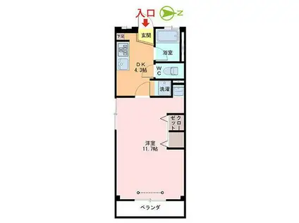 AXIA(1DK/1階)の間取り写真