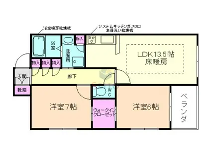 アトリア新大阪(2LDK/5階)の間取り写真