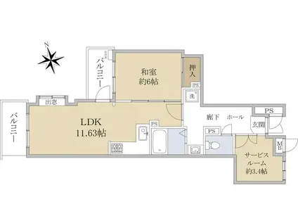 ライオンズマンション金沢八景 第5(1SLDK/2階)の間取り写真