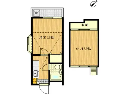 カルタス21宮崎台(1K/1階)の間取り写真