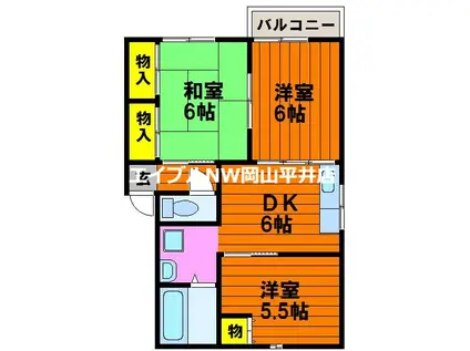 ハイツオアシス(3DK/2階)の間取り写真