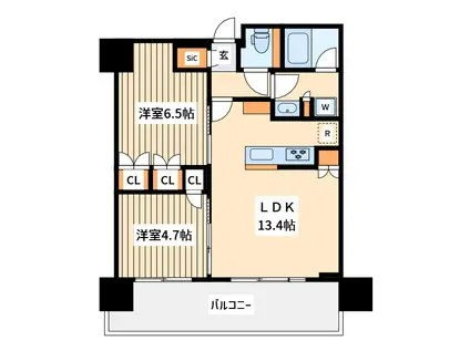 ザヨコハマフロントタワー(2LDK/26階)の間取り写真