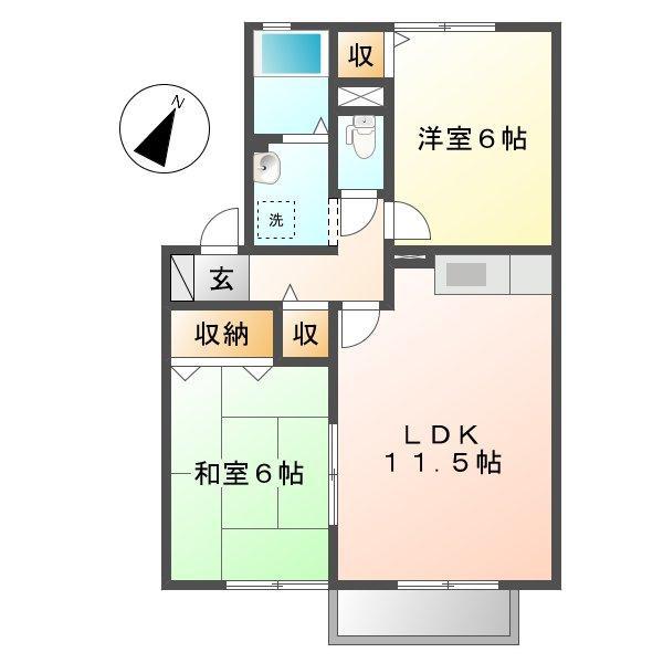 セジュール竹D(2LDK/2階)の間取り写真