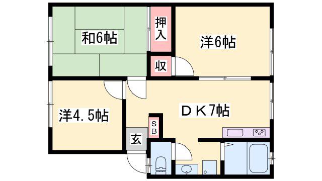木橋ハイツ(3DK/2階)の間取り写真