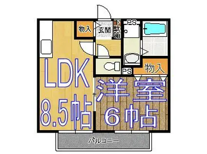 メゾンドアベニューⅡ(1LDK/1階)の間取り写真