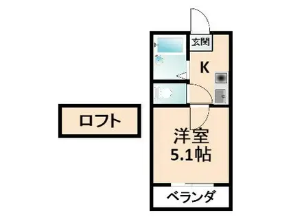 マユミハイツ枚方12番館上島東町(1K/1階)の間取り写真