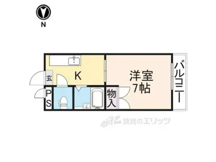 パインハイツ桜井(1K/2階)の間取り写真
