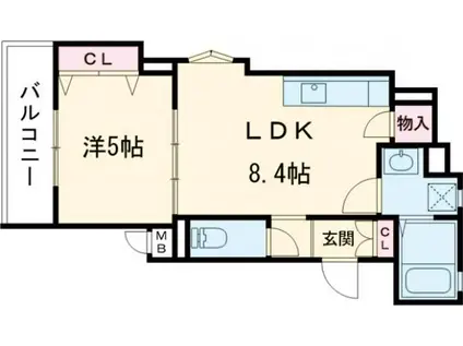 ラモーナ諸福II(1LDK/2階)の間取り写真