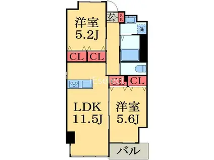 GUILD幕張(2LDK/8階)の間取り写真