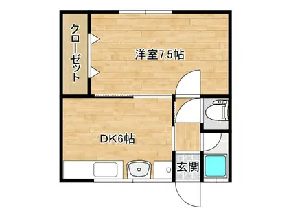 浜田マンション(1DK/2階)の間取り写真