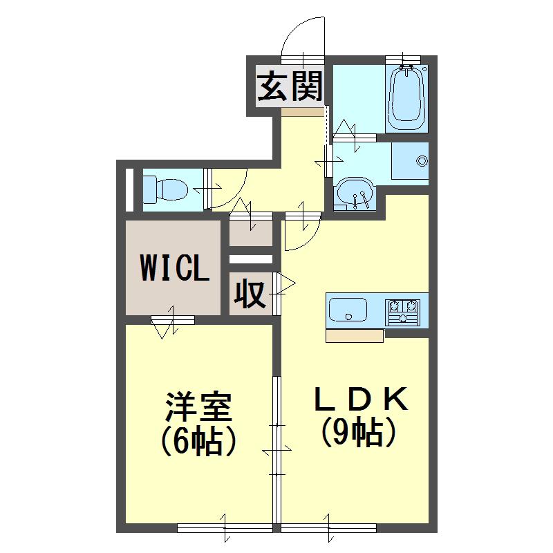 メルベーユトモ(1LDK/2階)の間取り写真
